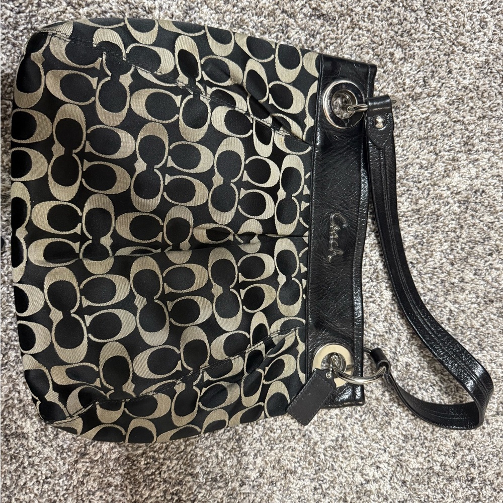 Coach Black and Cream Patterned Women's Bag